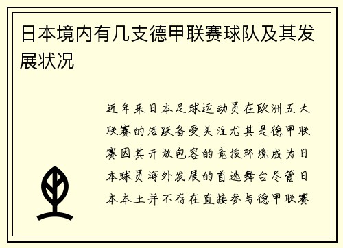 日本境内有几支德甲联赛球队及其发展状况